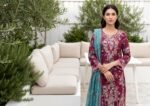 Rich Plum & Aqua Breeze 3-Piece Lawn Suit (Design Code: D-5640) - Image 2