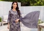 Taupe & Indigo Polka 3-Piece Lawn Suit (Design Code: D-5645) - Image 2
