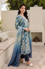 Ocean Teal Mosaic Bloom 3-Piece Lawn Suit - Image 3