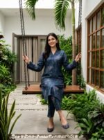 Royal Indigo Peony 3-Piece Lawn Suit - Image 3