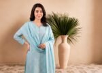 Sky Blue Floral Lawn Ensemble