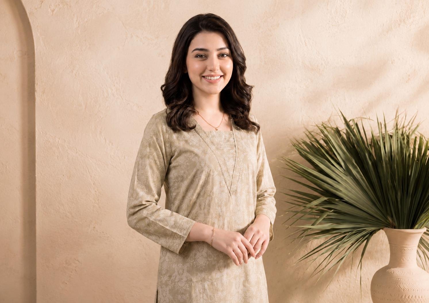 WhatsApp Image 2026-08-19 at 4.49.46 PM123.6 Beige Elegance Printed Lawn Suit - Image 1