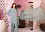 Sage Grey Lattice 3-Piece Printed Lawn Suit - Image 3