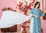 Ocean Teal Block Floral 3-Piece Lawn Suit - Image 3