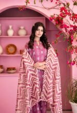 Plum Geometric Pine 3-Piece Lawn Suit - Image 2