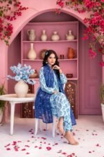 Ice Blue Block Print 3-Piece Lawn Suit - Image 2