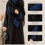 Royal Sapphire Embroidered Abaya