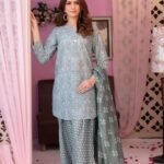 Sage Grey Lattice 3-Piece Printed Lawn Suit