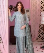 Sage Grey Lattice 3-Piece Printed Lawn Suit