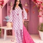 Soft Blush Pink Floral 3-Piece Lawn Suit