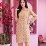 Mustard Geometric Floral 3-Piece Lawn Suit