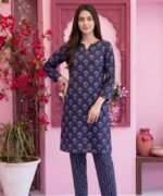 Deep Indigo Floral Motif 3-Piece Lawn Suit