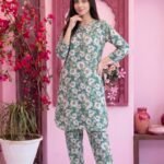 Dusty Teal Floral 3-Piece Lawn Suit