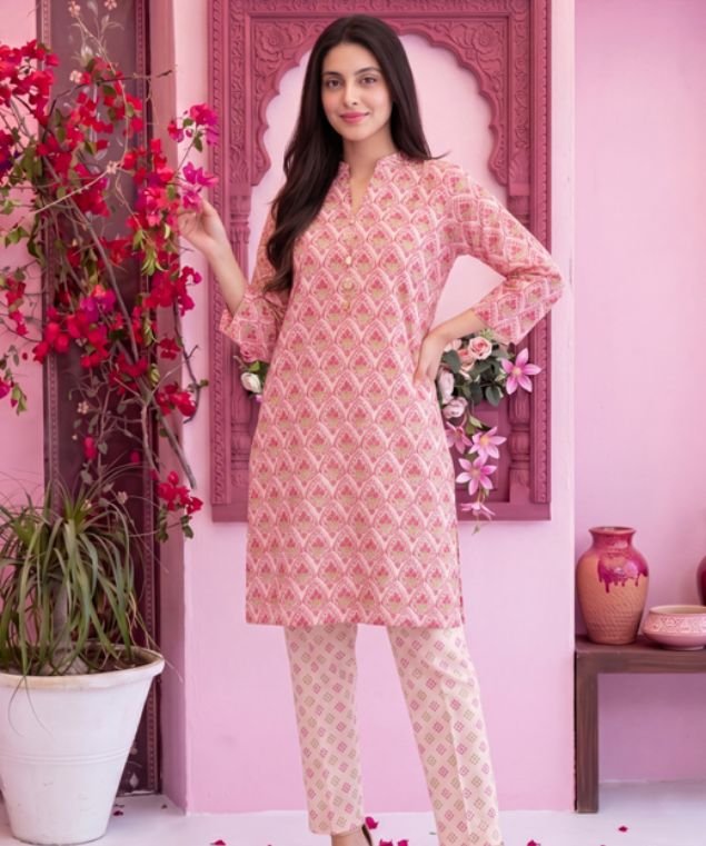 Elif 3 Peach Arch Floral 3-Piece Lawn Suit - Image 1