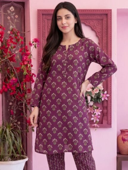 Plum Floral Bouquet 3-Piece Lawn Suit