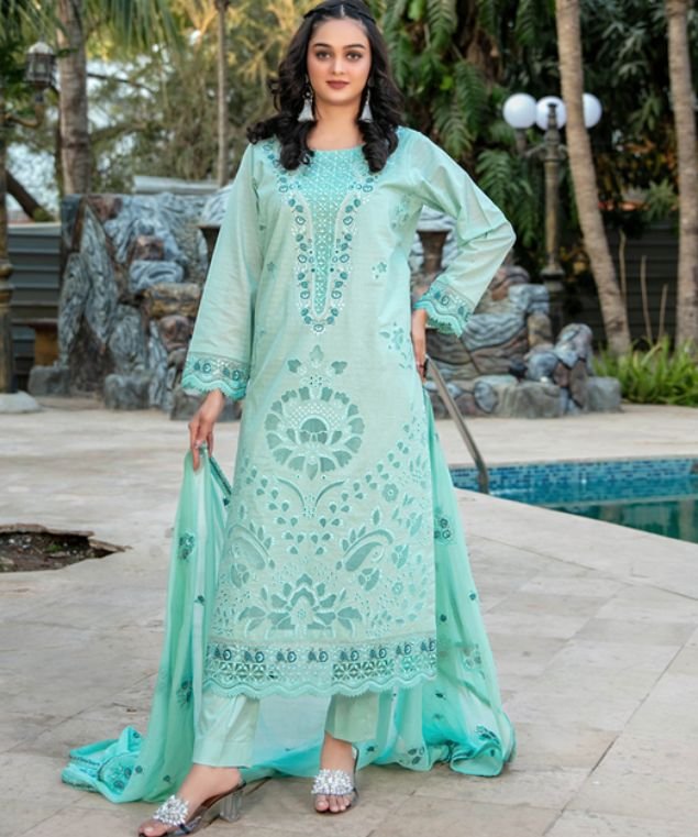 Nayiri 8 Fresh Seafoam Green 3-Piece Lawn Suit - Image 1
