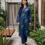 Royal Indigo Peony 3-Piece Lawn Suit