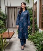 Royal Indigo Peony 3-Piece Lawn Suit