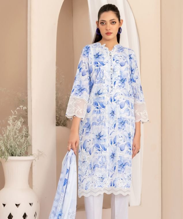 Sheen 4 Blue Serenity Printed 3-Piece Suit - Image 1