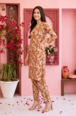 Rust Terracotta Floral 3-Piece Lawn Suit - Image 2