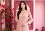 Soft Peach Geometric Chevron 3-Piece Lawn Suit - Image 3