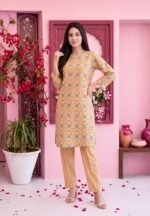 Mustard Geometric Floral 3-Piece Lawn Suit - Image 2
