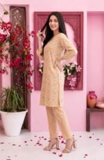 Mustard Geometric Floral 3-Piece Lawn Suit - Image 3