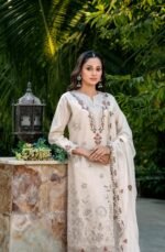 Warm Cream & Rust 3-Piece Lawn Suit - Image 3