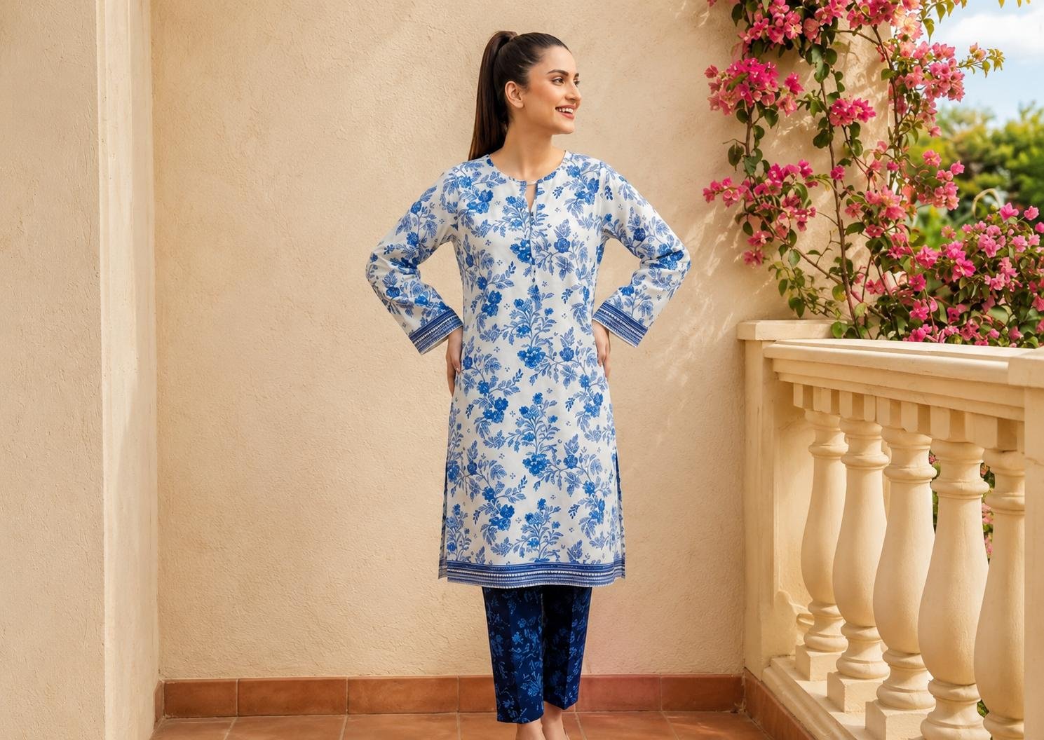 WhatsApp Image 2026-08-19 at 5.11.03 PMxzv Porcelain Blue Floral Co-Ord Set - Image 1