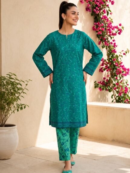 Teal Garden Stitched 2-Piece