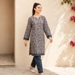 Taupe Slate Floral Lawn Suit