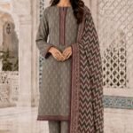 Grey Maroon Printed Set