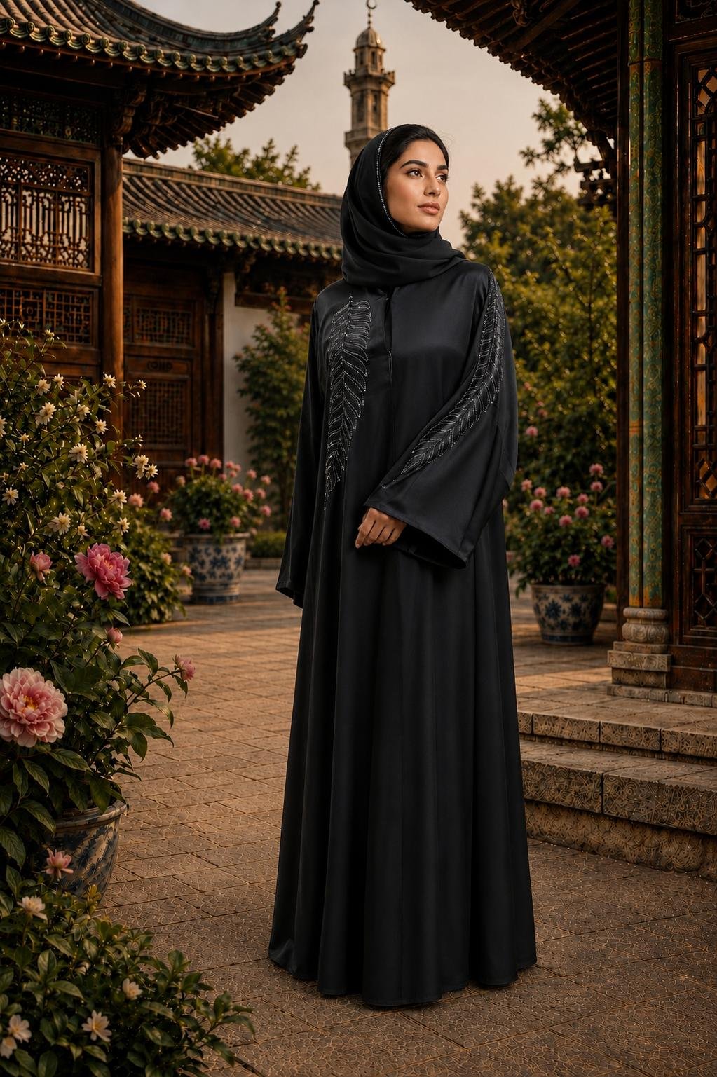 WhatsApp Image 2026-09-07 at 9.18.12 PM Midnight Draped Abaya - Image 1