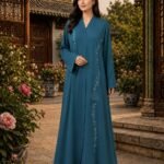 Teal Serenity Abaya