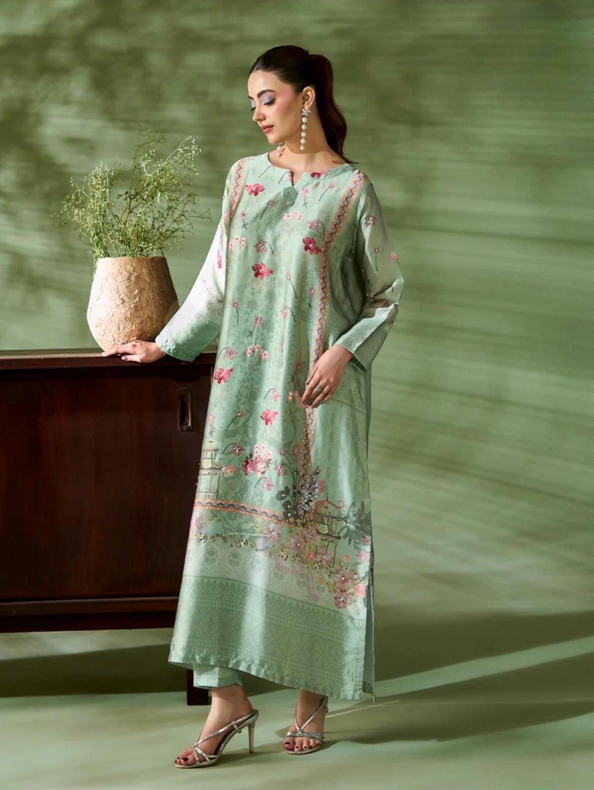 2-Photoroom Sage Mint Orchid Pagoda Print 2 Piece Suit - Image 1