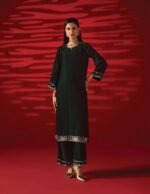 Allys Bottle Green Embroidered Velvet 2 Piece Suit – EA 34