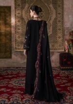 Black Embroidered Karandi 3 Piece Suit with Embroidered Shawl - Image 2