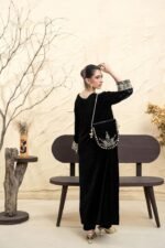 Black Mirror Work Velvet Kaftan Set - Image 3