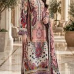Blush Pink Multicolor Paisley Print 3 Piece Suit with Printed Dupatta