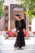 Palachi Chocolate Brown Embroidered Velvet 2 Piece Suit - Image 2