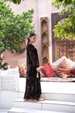 Palachi Chocolate Brown Embroidered Velvet 2 Piece Suit - Image 4