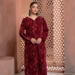 Palachi Maroon Embroidered Velvet 2 Piece Suit